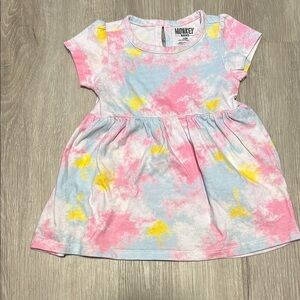 4/$20 Kids Tie-Dye Dress - Pink, Blue, Yellow